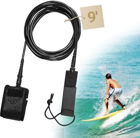 Bellanova 9 Piedi Guinzaglio Surf Leash, Guinzaglio per Tavola da Paddle, SUP Accessori, TPU Laccio di Sicurezza da Surf per Longboard, Paddleboard, Stand Up Paddle Board, Kayak (Nero)