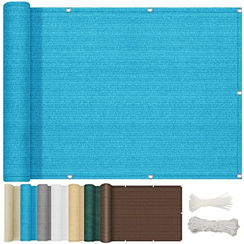 90 x 1000 cm, blickdicht, Balkon-Sichtschutz, UV- und windbeständig, ideal für Gartenpartys, blaue Farbe, langlebige Outdoor-Sichtlösung