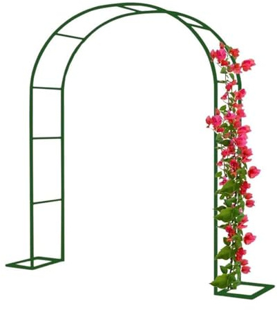 Arco de jardín de metal resistente para plantas trepadoras, cenador de enrejado duradero, soporte para rosas y vides, perfecto para césped, patio y decoraciones de boda (verde, 1,2 x 2,2 m)