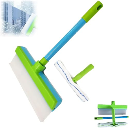 Alisanda Återvinningsbar silikon fönsterskrapa kit, silikon fönsterglasrengörare skrapa med mikrofiberskrubbare, för dusch glas spegel dörr bil vindruta