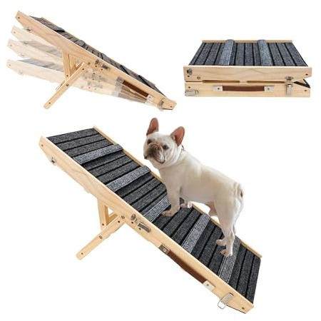 MHL.CXG Hundrampe –rutschfest–extrabreite auffahrrampe，fhunderampe Auto klappbar mit Nahtloser Verbindung zur Plattform–belastbar bis zu 50kg – verstellbar,Sofa, Bett,Auto für Kleine Hunde(S)
