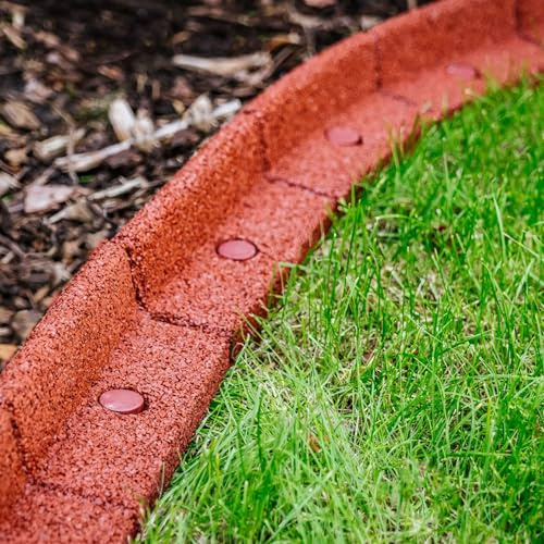 FlexiBorder - Bordure de pelouse - Bordure de jardin flexible pour pelouse - Allées - Bordures surélevées - Gazon artificiel - Terre cuite - 4 x 1 m de longueur