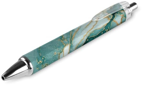 Oudrspo Grüner Marmor, schwarze Stifte, Kugelschreiber, Gelschreiber mit glattem Schreibgefühl, einziehbar, 0,5 feine Spitze, für Schule und Büro, grünes Marmormuster, 2 Stück