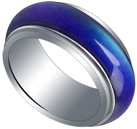 UPKOCH Anillo de Humor para Hombres y Mujeres Cambio de Color 8mm, Acero Inoxidable, Diseño Giratorio, para Uso Diario y Obsequio de Moda
