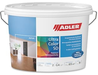 ADLER Aviva Ultra Color SD 1 l, C12 125/5 sauge, verte, peinture d'intérieur à base d'eau, faible odeur, haut pouvoir couvrant, résistant à l'abrasion, facile à travailler