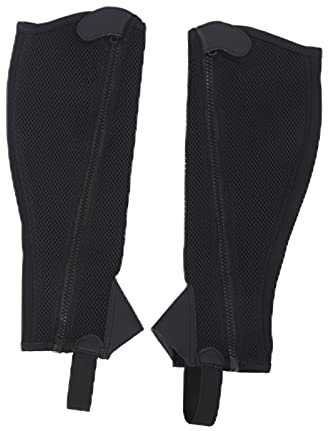 SUNGOOYUE Barn Ridsport Half Chap Flexibel Mesh Konstläder Design Half Chap med Dragkedja Vadgrepp och Hästskydd för Barn Ridning CL Svart 2st (CS)