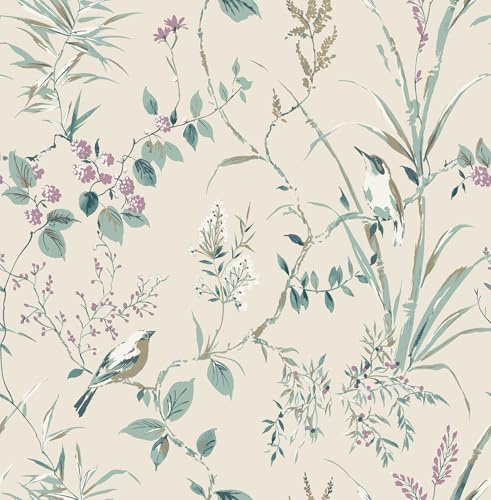 Mariko Teal/Plum Wallpaper