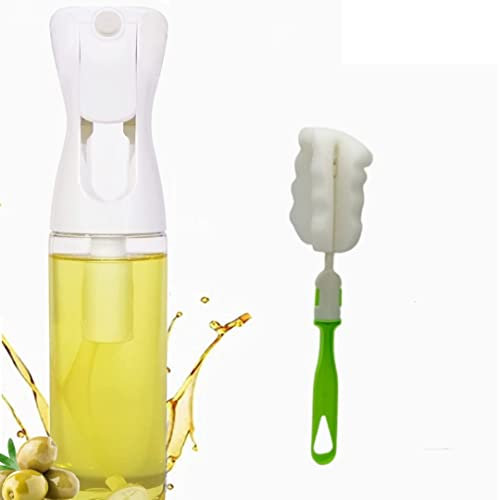 Spruzzatore da 200 ml per Olio e Aceto e Contenitore in Vetro e Spruzzatore in PPT con Spazzolino. Adatto Friggitrice ad aria Insalate BBQ Cucina Dietetica Nebulizzatore Dolci Fritture Spruzzino