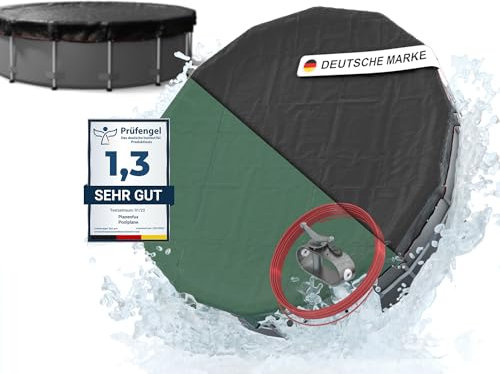 Planenfux® Cobertor de Invierno Redondo para Piscinas de Ø 460 cm (420-460 cm) | 2-en-1 de Material PE de 200g/m² | UV-Resistente | Lona Solar Invierno/Verano Ø520cm Lona de Piscina Redonda