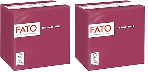 Fato - Einweg-Papierservietten, Ideal für Aperitifs und Cocktails, Packung mit 100 Servietten, Größe 24x24, 4-fach, 2-lagig, Farbe Bordeaux, 100% reines Zellulosepapier, FSC-zertifiziert