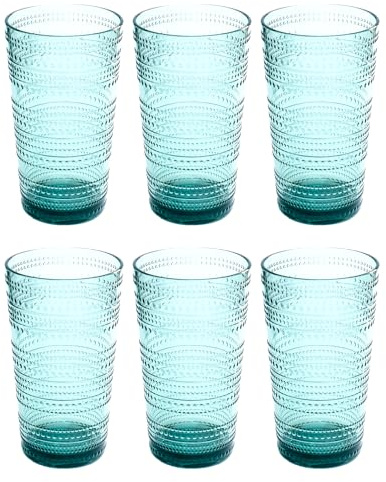 Abode Homewares Beaded Jumbo Drinkware, Indoor/Outdoor, Sea Green, 16 oz., Set of 6