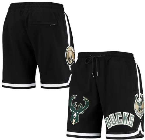 PiWine Shorts Unisex Basketball Kleidung Bucks Sweatpants Männer Sport Lose Bequeme Hosen Outdoor Schwarz Casual Shorts,S