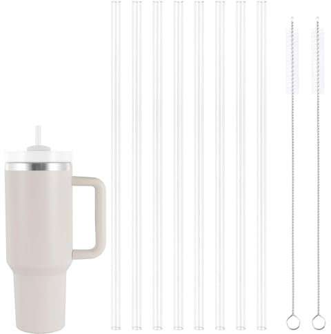 8 pajitas transparentes de repuesto para Stanley 30 oz 40 oz, 31,5 cm, no tóxicas, transparentes, pajitas con cepillo de limpieza, pajitas reutilizables de plástico transparente