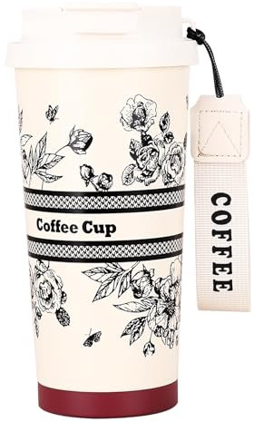 EACHPT Travel Mug,500ML Insulated Coffee Mug - Double-Wall Stainless Steel, Leak-Proof &BPA Free,Portable Coffee Cup Travel Mug with Hidden Straw - Perfect for Hot and Cold Drinks