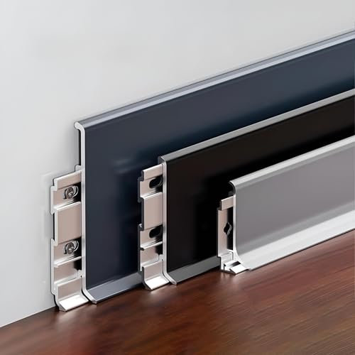 Raouoae Bordure Décorative De Plinthe pour Sol Stratifié 125 Cm* 2 Pièces Finition Mur Et Sol sans Couture Idéale pour Décoration Intérieure Maison Et Bureau(Silver,Height: 2.6 cm)