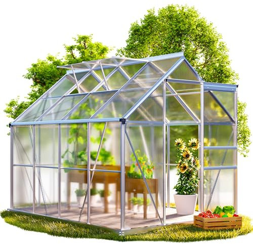 GARDEBRUK® Gewächshaus Aluminium 4,8m² mit Fundament 250x190cm inkl. 2 Dachfenster Tomatenhaus Treibhaus Anzuchthaus Garten Frühbeet Aufzucht 7,7m³