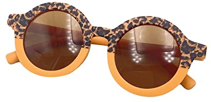 XIXIMAON Occhiali da sole polarizzati stile retrò leopardato occhiali da sole estivi per esterni protezione UV età 2-6 anni bambino ragazzo ragazza, Stampa leopardata gialla., Taglia unica