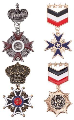 SUPerfINDINGS 4 st 4 stilar militärhjältemedaljer brosch nålar militära märken legering medalj arméstift för heder emalj marinblå emblem soldat patriot officer uniform broscher