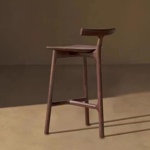 Lot de 26 tabourets de bar modernes en bois avec dossier et repose-pieds - Idéal pour cuisine et bar - Finition noyer foncé - Assise élégante et confortable