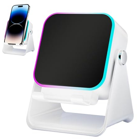 Cargador Inalámbrico Con Altavoz Blue Tooth De Luz Ambiental Ajustable, 12,1x7,3x5,9cm 5 En 1 Cargador Inalambrico Con Soporte De Teléfono Móvil Plegable, Extensible Plegable Wireless Charger, ABS