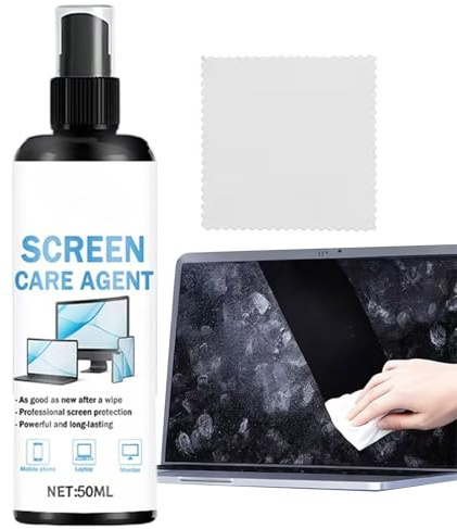 Qkbuza Spray Nettoyant Électronique - Éliminateur d'Empreintes Digitales 50ml,Liquide de Nettoyage avec Chiffon Microfibre,pour Télévision Smartphone Écrans d'Ordinateur Lunettes et Lentilles