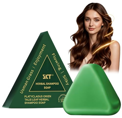 Nature Triangle Shampoo Bar,Nature Seven Green Soap Bar,Plant-Based Solid Shampoo Bar,Gentle Cleansing, Strengthen Hair,Improve Frizziness Hair for Women and Men