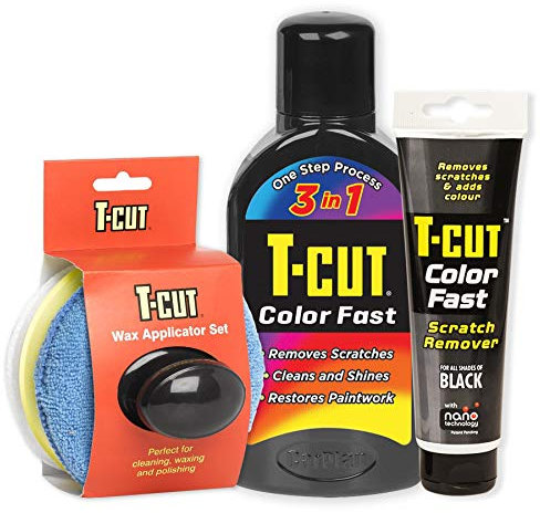 T-Cut Color Fast Car Paint Restorer Polish Wax & Scratch Remover & Wax Applicator Set with Handle Set - Black