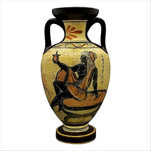 Jarrón de cerámica griega con ánfora para pintura de diosa y afrodita, 22 cm