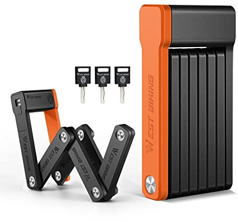 CYCLESPEED Fahrradschloss mit Halterung, Faltschloss Fahrrad 360 drehbarer Schlosskopf, 3 Schlüssel, 8 Gelenke, 63 cm Lang, 6mm gehärtetem Stahlkette, E Scooter Schloss mit Tragetasche