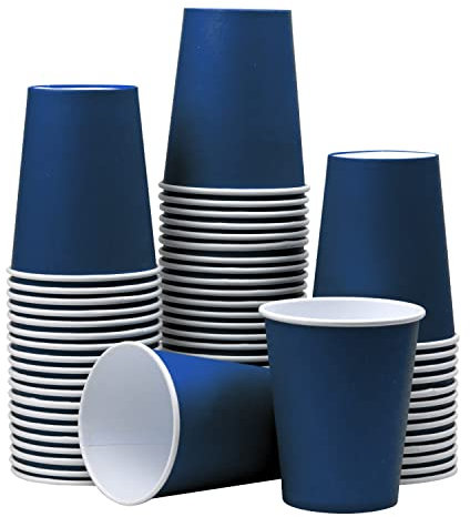 Yuxitia Lot de 60 gobelets jetables en carton pour bricolage, fête de mariage, pique-nique, barbecue, voyage et événement, 237 ml (bleu marine)
