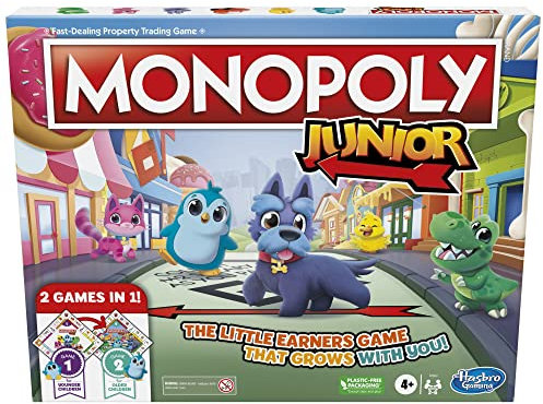 Hasbro Gaming Monopoly Junior, Family Board Game for 4+ Year Old Kids, Strategy Games for 2-6 Players