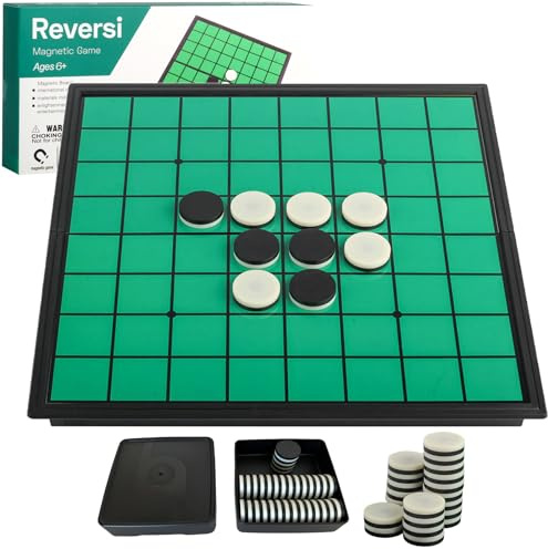 Reversi Game - Vikutu 9.7 Travel Board Game Portable - Extra 2 Storage Box - Folding Board