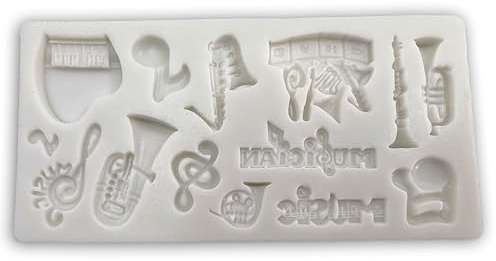 Generic Musician Music Instrument Note Silicone Mould Piano Trumpet Suitable for Making Cake Fondant Jewellery Candy Soap Wax Jelly Chocolate and More, 1808 ZIP