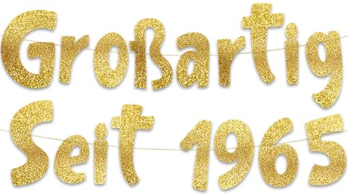61. Geburtstag Girlande Großartig Seit 1965 Gold Glitzer – Geburtstagsdeko, Deko & Geschenke zum 61. – Party Zubehör für Sie & Ihn