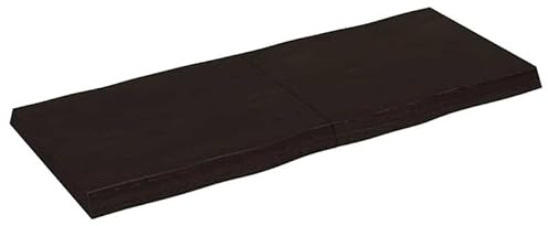 Eleganz Tavolo in legno di quercia massiccio, 120 x 50 cm, con superficie scura, naturale con bordo dell'albero, per cucina, soggiorno o ufficio, durevole ed elegante