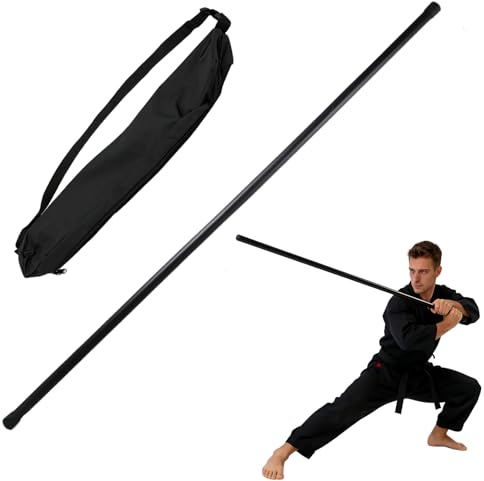 SeJean 5.3FT Foldable Steel Bo Staff — Foam Padded Martial Arts Training Stick for Safe Practice, Portable Design with Carrying Bag