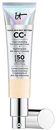 IT Cosmetics Your Skin But Better CC Cream LSF 50+, 32 ml, Hochpigmentierte Mehrzweck-Creme mit LSF 50, Getönte Anti-Aging-Tagescreme, Foundation, Concealer & Pflege in einem, Farbton Fair Ivory