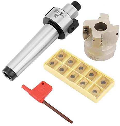 Shipenophy Planfräser MK3, FMB22 Halterverlängerung 400R 50 22 Stirnfräser, 10 APMT1604 Hartmetalleinsätze, für schwere CNC Fräsbearbeitung von Stahl