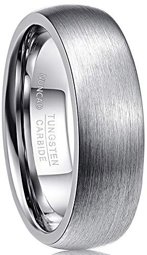 NUNCAD Ring Herren Wolfram Ehering Partnerring Men Schmuck Fashion mit polierter Oberschicht pursilbrig Unisex 7mm bequem Größe 60