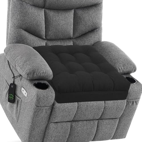 baibu Extra Large Memory Foam Recliner Cushions for Elderly, 20x20x5 Inch Thick Dual-Layer Patent Design Non-Slip Recliner Seat Cushion for Couch for Easy to Stand Up & Reduce Hip & Lumbar Pain, Black