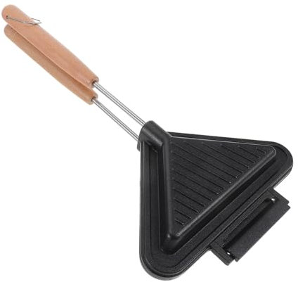 KOCKSHION Padella Per Padella Per Merenda Piatto Da Forno Per Casalingo Stampo Per Padella a Doppia Faccia Creatore Di Frittelle Manico in Legno Black