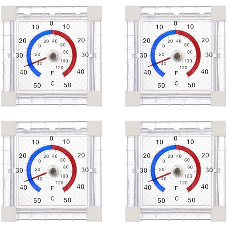 4 st inomhus utomhustermometrar, väderbeständiga termometer, självhäftande dörr- och fönstertermometer, med noggrannhet på +/- 50 °C