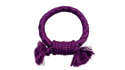 Dog Rope Tug Toy Ring with Double Tassels, Braided Cotton, Purple, for Small and Medium Dogs, Teeth Cleaning, Interactive Training