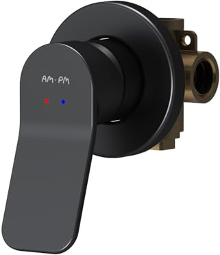 AM.PM X-Joy FXA65022 Wannen- Brausearmatur Unterputz, Wandbefestigung, kratzfeste Armatur für Wandmontage, leichte Installation, platzsparend, Schwarz matt