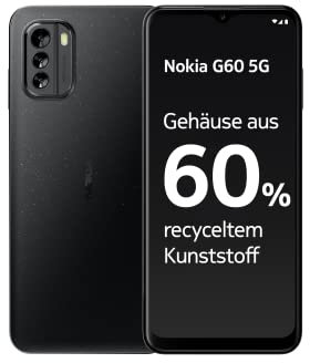 Nokia G60 5G Smartphone, 6.58 HD+120Hz Display, 4GB RAM&128GB Storage, Android 12, 50MP AI Kamera, hergestellt aus 60% recyceltem Plastik, 2 Tage Akkulaufzeit-Schwarz, 101Q7505H022