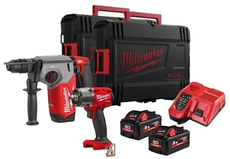 Milwaukee Kit 18V TASSELLATORE M18FHX + Avvitatore AD IMPULSI 1/2 FMTIW2F12 con 2 BATTERIE da 5.5AH High Output