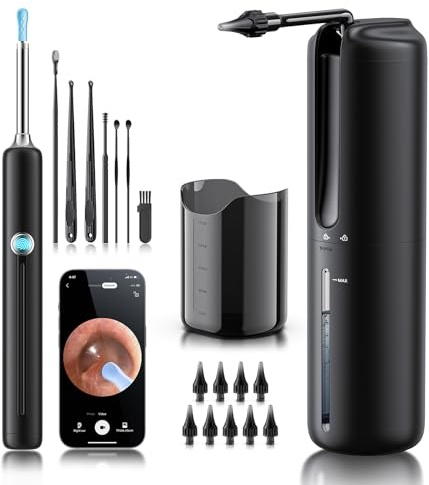 Lebbtl Ear Wax Removal - Electric Ear Irrigation Flushing System, Ear Cleaner with Camera, 1080P Otoscope, Ear Cleaning Tool with 7 Pcs Ear Set, Safe and Effective Earwax Removal Kit
