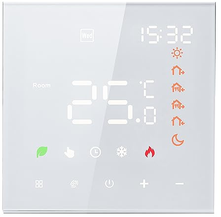 Irfora Termostato inteligente 3 A, pantalla LCD programable digital, pantalla táctil, calefacción por suelo radiante, regulador de temperatura, termostato digital inteligente de pared para calentar el