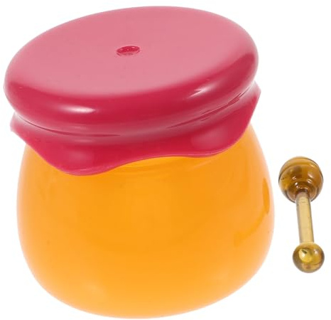 POPETPOP 6g Small Honey Pot Lip Balm Jar Empty Cosmetic Cream Container with Spoon Tight Seal Reusable for Travel Red