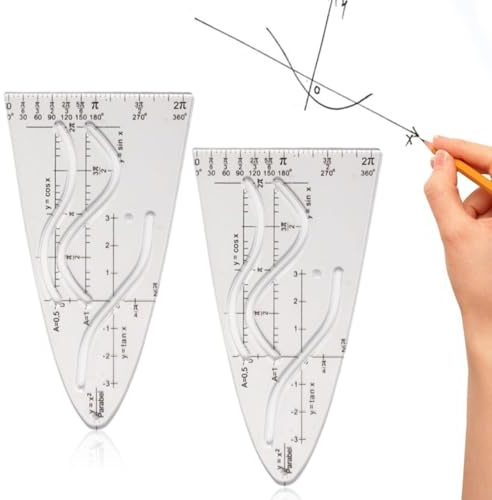 SIRLOMU 2 Stück Parabelschablone Mathe, Kurvenschablone, Parabel Lineal, Normalparabel Schablone, Für Studenten Büro Designer Malerei